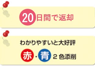 20日間のスピード返却 わかりやすいと大好評